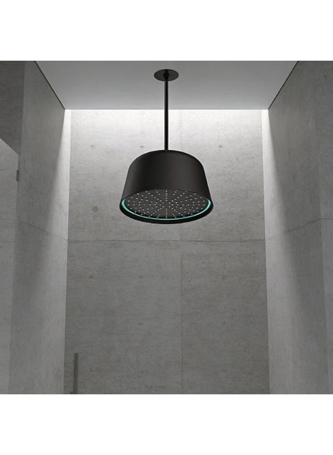 Al-Thuraya ceiling rain shower, 30 cm size – self‑powered LED lighting (matte black) - Image 1