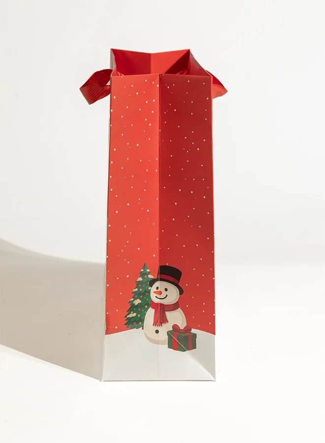 شير ذا لوف  حقيبة هدايا عيد الميلاد على شكل رجل ثلج - كبيرة - حمراء