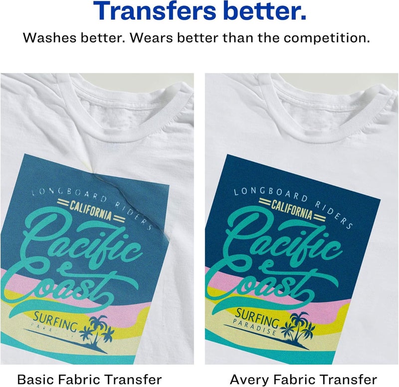 AVERY Printable Stretchable Heat Transfer Paper for Light Fabrics, 8.5" x 11", Inkjet Printer, 5 Sheets (3302) - Image 2