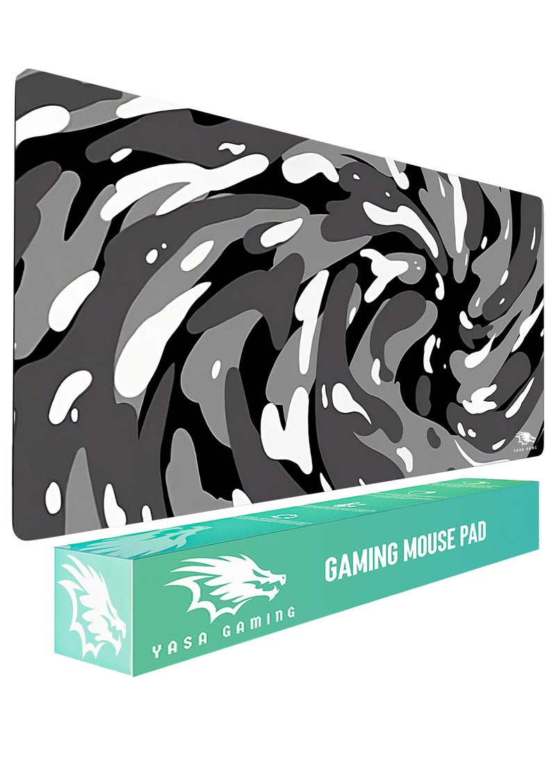 YASA GAME - Extended Large Gaming Mouse Pad 120 X 60 cm XXL Full Desk Art style & Mousepad Non-Slip Rubber Base Big Keyboard Mat with Stitched Edges water resist for Gaming from Yasa ( Snow Black) - Image 1