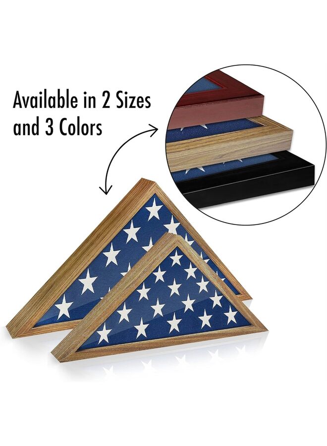 يُسلِّم علبة عرض العلم لعلم دفن المحاربين القدامى الأمريكيين مقاس 5 × 9.5 قدم بإطار أسود من الخشب الصلب مع واجهة زجاجية مع حامل على الحائط أو عرض قائم، علبة عرض صندوق العلم لعلم الدفن - Image 3