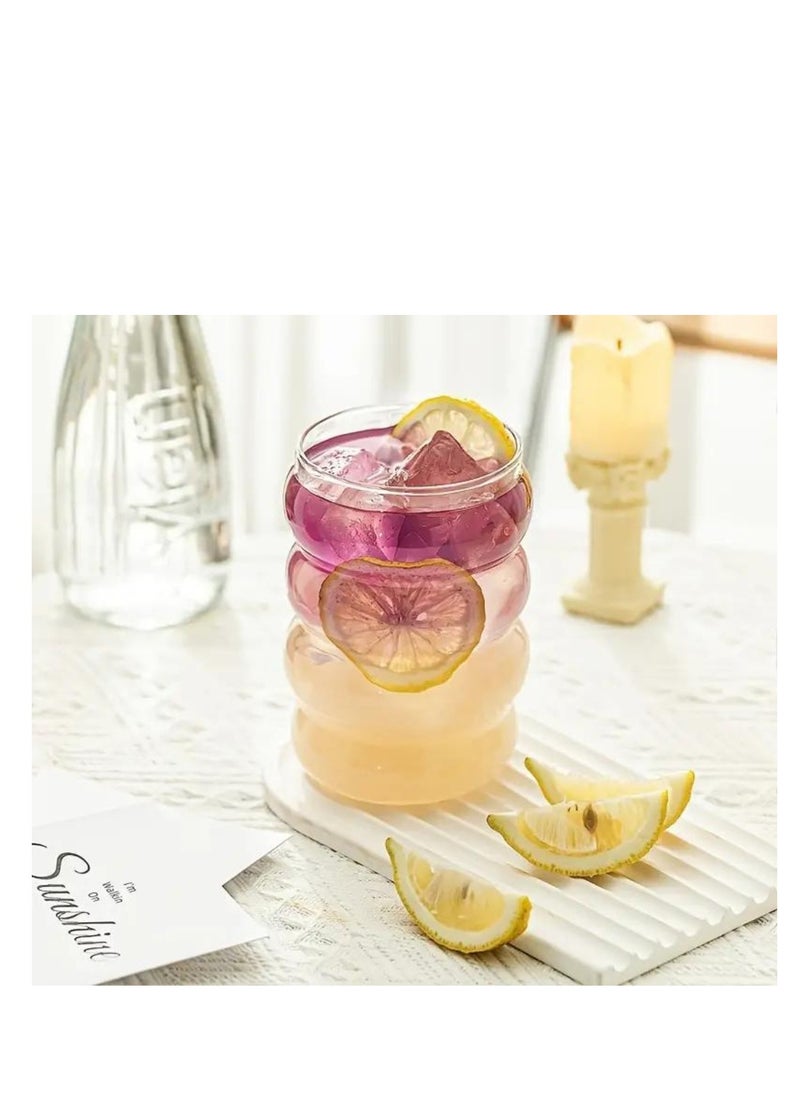 1Chase - Ripple Shaped Drinking Glasses with Straws 330 ML (Set of 4) - Image 1