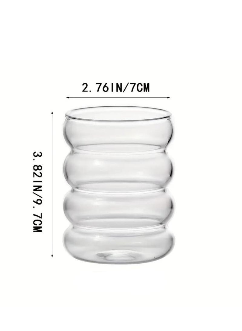 1Chase - Ripple Shaped Drinking Glasses with Straws 330 ML (Set of 4) - Image 1