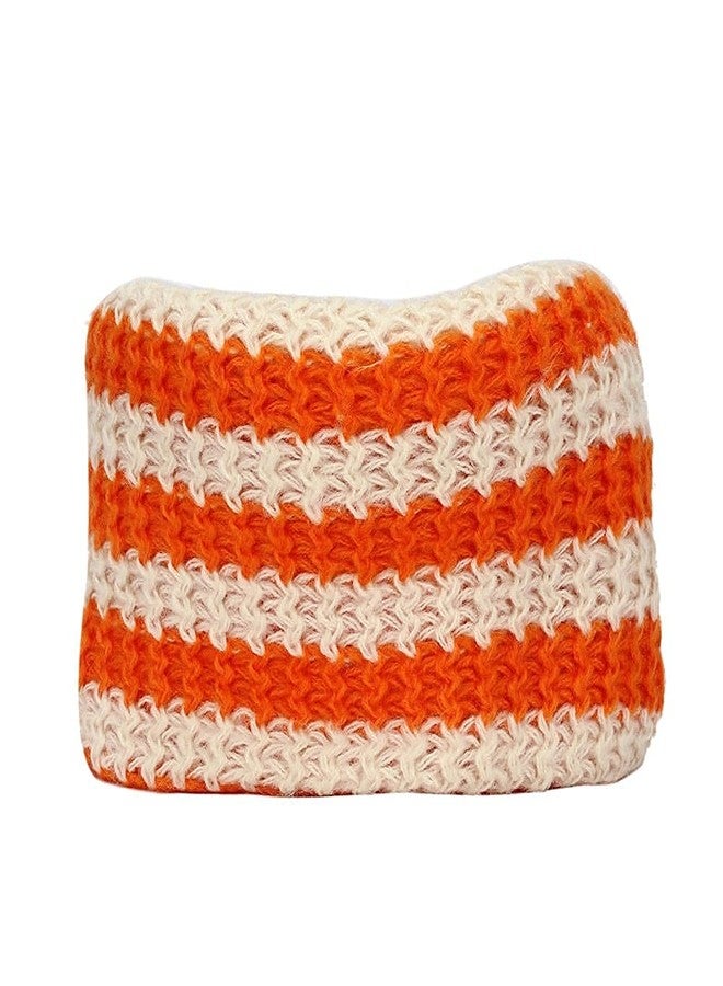 V3E Kids Winter Cap Shawl Set for 1 Year to 4 Year, Knitted Woolen Hat Scarf Very Warm Children Bee Cap (Orange & White) - Image 5