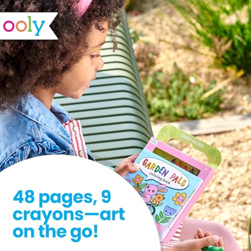 Ooly Travel Art Kit with 9 Jumbo Crayons 48 Themed Coloring Pages Case for Easy Traveling Art Creation Perfect Airplane Road Trip Activities for Kids Garden Pals - Image 5