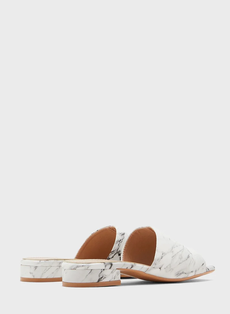 Khizana Square Toe Marble Print Mule Sandal
