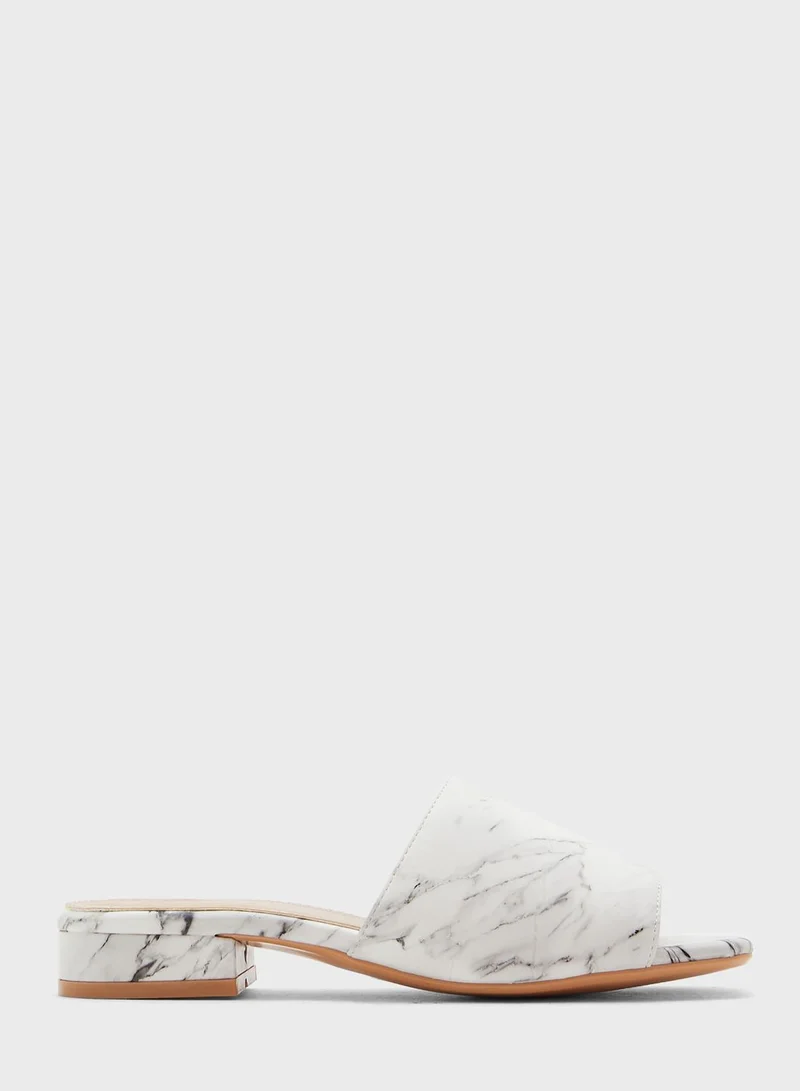 Khizana Square Toe Marble Print Mule Sandal