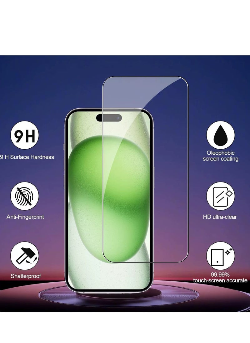 Generic iPhone 15 9H Tempered Glass Screen Protector, 3-Pack, Ultra Clear, Scratch Resistant, Anti-Fingerprint, Case-Friendly, Includes Installation Tools  - Image 4