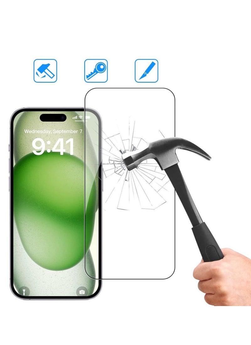 Generic iPhone 15 9H Tempered Glass Screen Protector, 3-Pack, Ultra Clear, Scratch Resistant, Anti-Fingerprint, Case-Friendly, Includes Installation Tools  - Image 5