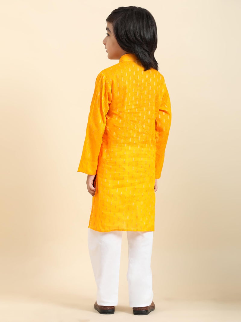 Pro-Ethic Style Developer Cotton Kurta Pajama For Kid's Boys Traditional dress Kurta Pajama set (S-234), 7-8 years, Yellow - Image 4
