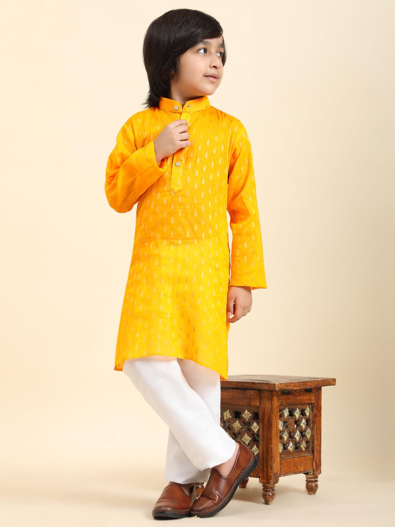 Pro-Ethic Style Developer Cotton Kurta Pajama For Kid's Boys Traditional dress Kurta Pajama set (S-234), 7-8 years, Yellow - Image 2