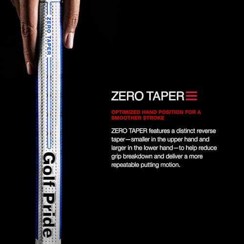 Golf Pride Zero Taper Putter Grip - Parallel Style Design for Consistent Hand Feel - Flat Paddle Horseshoe Shape - Dimpled Surface Texture - Medium 58 R Core - Blue - For Men & Women - Image 2