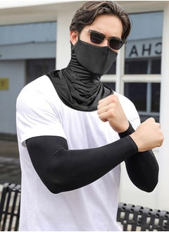 GROIC 3-Pieces Neck Gaiter Mask with Ear Loops for Men Women Bandana Face Cover Scarf Cycling Outdoors Sports Soft Elasticity Quick-dry with Cooling Ice Silk Arm Sleeves Summer UV Sun Protection  "  - Image 2
