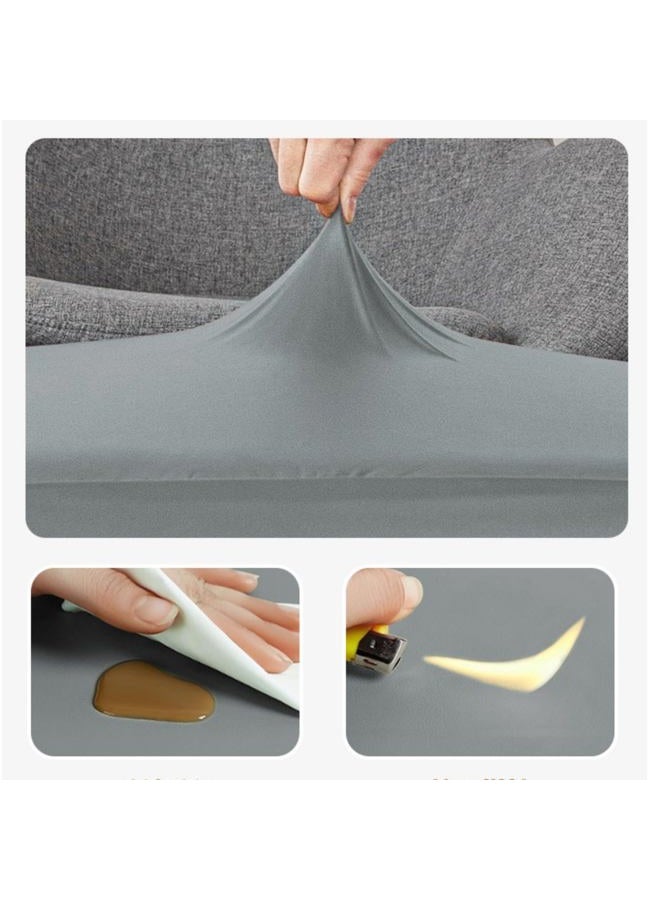 Aunite PU Leather Ottoman Cover,Waterproof Rectangle Footrest Covers,Stretch Soft Ottoman slipcover for Small Large Folding Storage Ottoman (Grey,XS) - Image 5