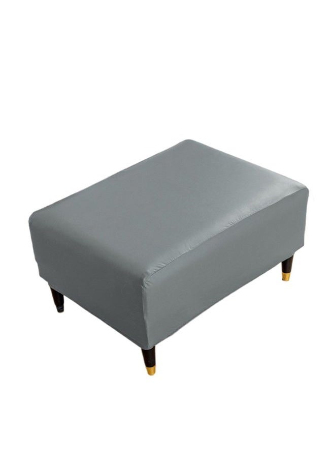 Aunite PU Leather Ottoman Cover,Waterproof Rectangle Footrest Covers,Stretch Soft Ottoman slipcover for Small Large Folding Storage Ottoman (Grey,XS) - Image 1