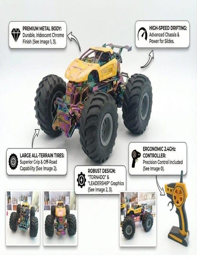 Meghasky High-Speed RC Monster Truck, 2.4GHz Remote Control Car with Metal Body, All-Terrain Tires, Drift Capability, Rechargeable Off-Road Racing Vehicle for Kids & Adults - Image 3