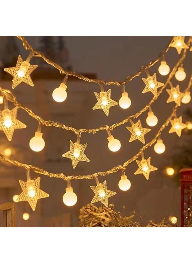 6M String Lights LED  Star-Shaped and Round Hanging Stars Fairy Lights for Home Decorations with 40 LED Light - Image 1