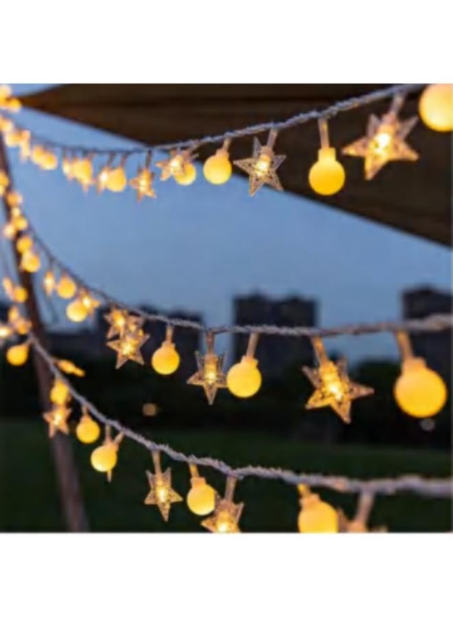 6M String Lights LED  Star-Shaped and Round Hanging Stars Fairy Lights for Home Decorations with 40 LED Light - Image 2
