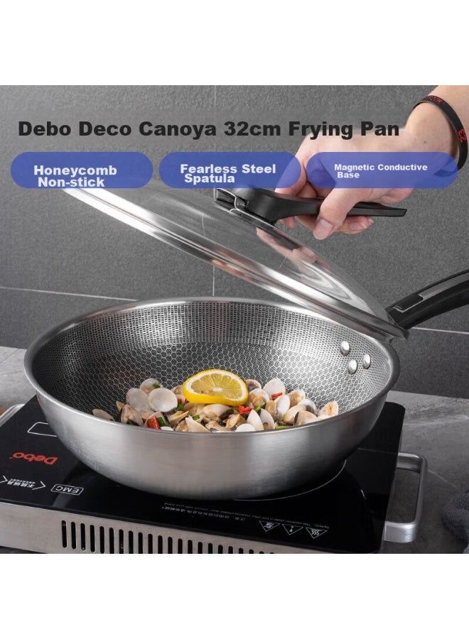 Debo Iron Wok Pan 32cm Non-stick Versatile Pan With Spatula, Stand-up Lid, Universal Stove Compatible - Meirisa - Image 1