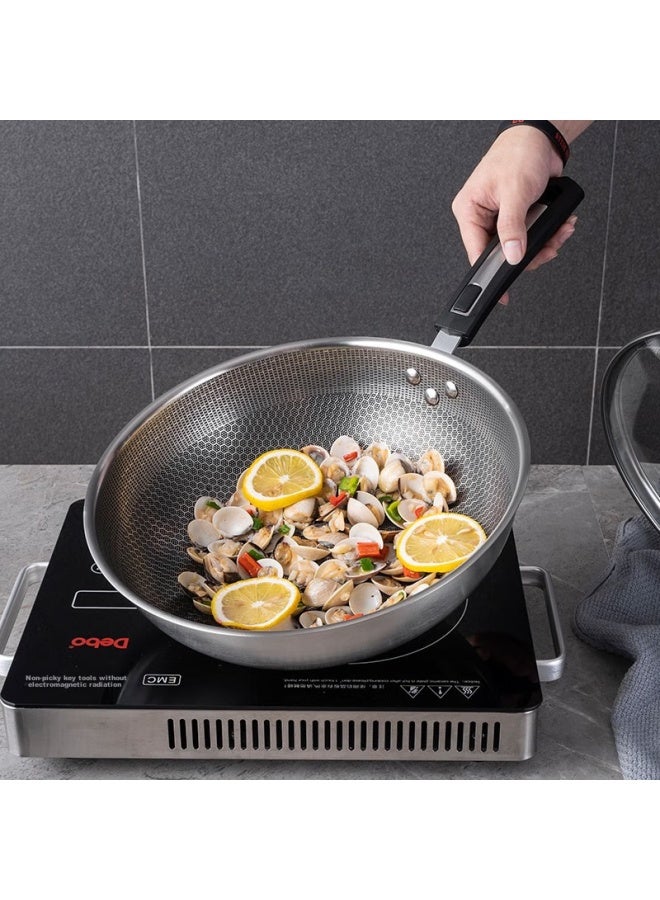 Debo Iron Wok Pan 32cm Non-stick Versatile Pan With Spatula, Stand-up Lid, Universal Stove Compatible - Meirisa - Image 3