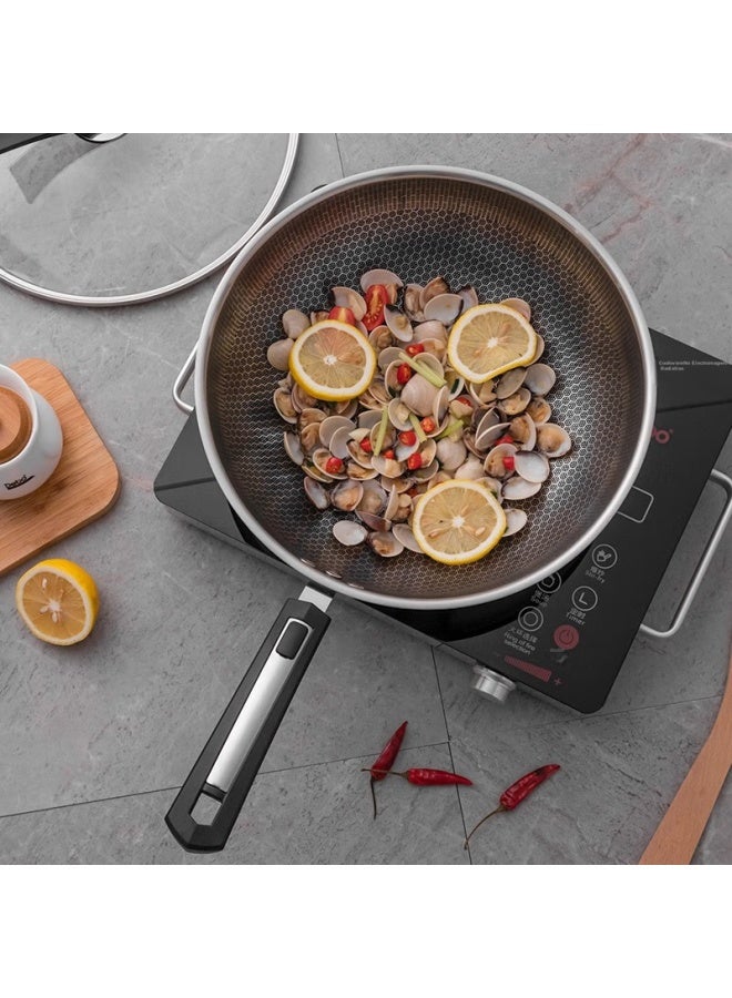 Debo Iron Wok Pan 32cm Non-stick Versatile Pan With Spatula, Stand-up Lid, Universal Stove Compatible - Meirisa - Image 5
