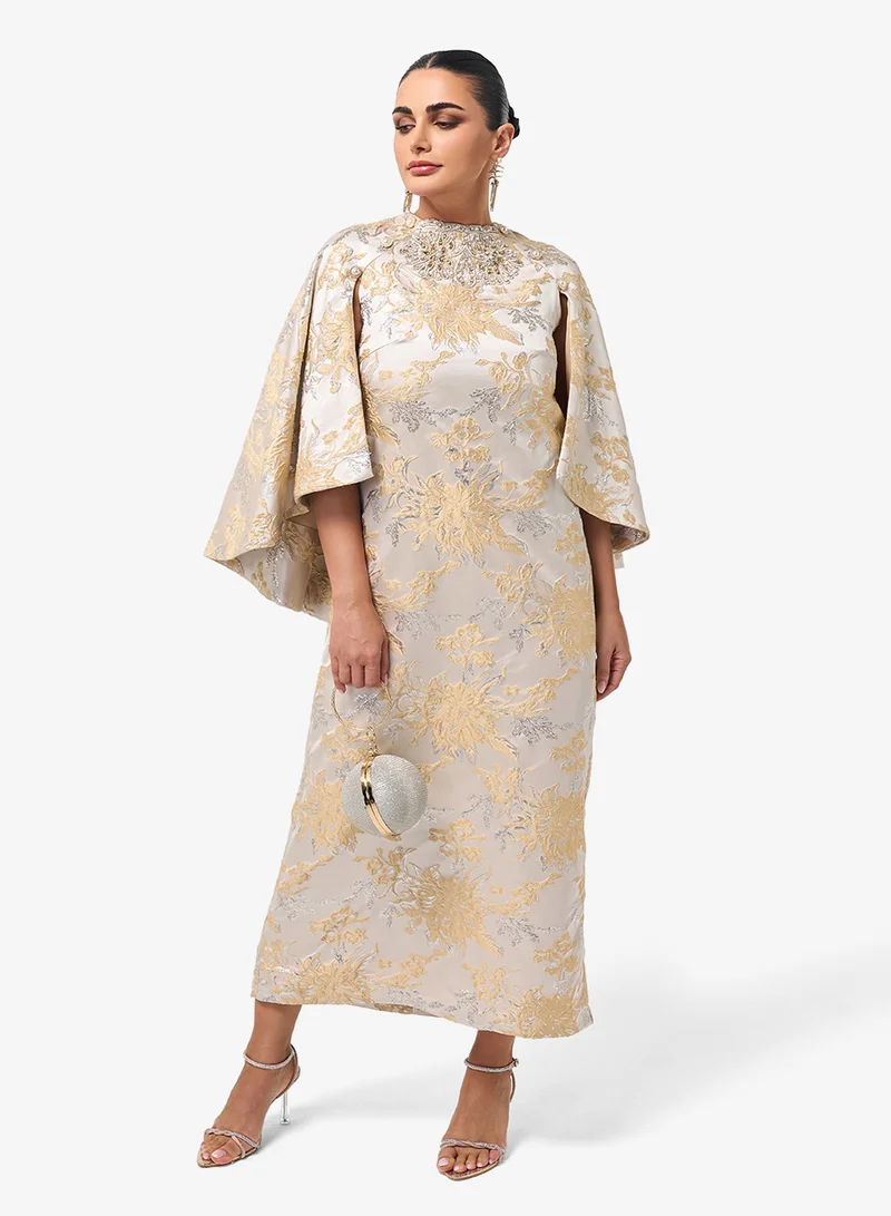 Threadz by Ajooni  Flared Sleeve Midi Dress for Women | Best Price UAE