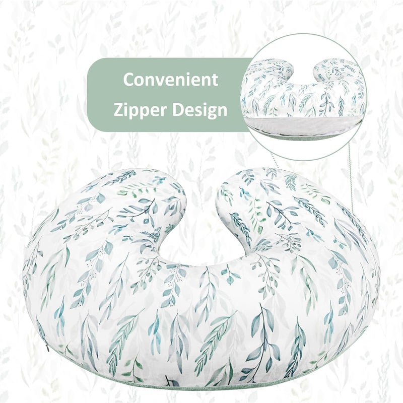 DILIMI Nursing Pillow Cover Soft Stretchy Nursing Covers for Breastfeeding Pillows Reversible Removable Slipover for Baby Boy and Girls Green Leaf - Image 5