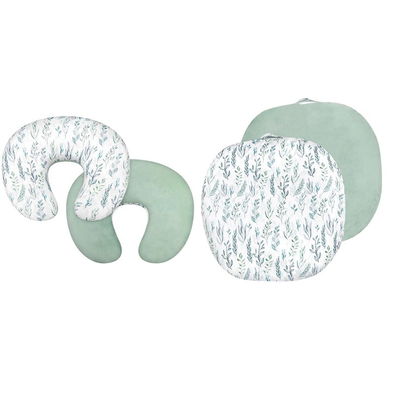 DILIMI Nursing Pillow Cover Soft Stretchy Nursing Covers for Breastfeeding Pillows Reversible Removable Slipover for Baby Boy and Girls Green Leaf - Image 1