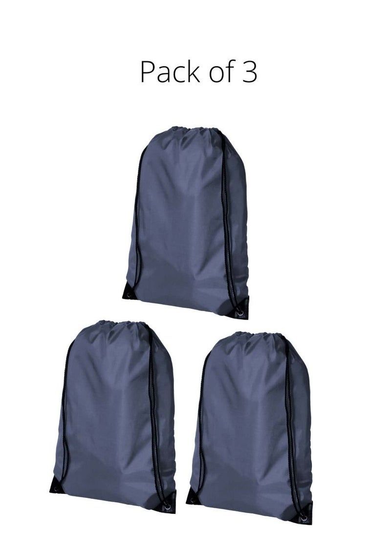 SANTHOME Drastin 210D Polyester Drawstring Bag Lightweight Promotional Tote Adjustable Carry Strings Cinch Sack Gym Sport Traveling String Bag for Men Women - 3 Pack, Navy Blue - Image 2