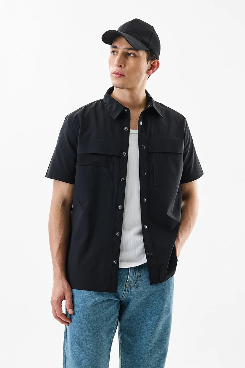 SNITCH قميص تقني بجيوب مزدوجة أسود