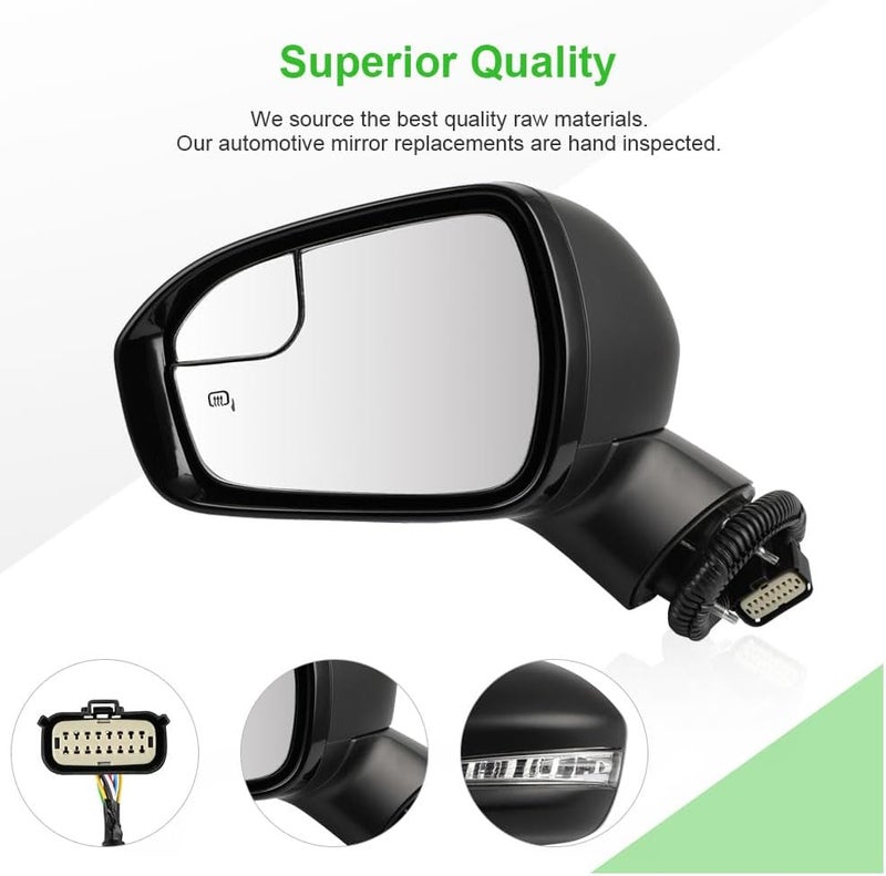 SCITOO Driver Side View Mirror Compatible with 2018 For Ford For FUSION Heated; w/Signal Lamp; w/o BLIS; w/Memory; w/P/L; w/Cover; PTM; Left Outside Exterior Mirror FO1320623 JS7Z17683XA-PFM - Image 2