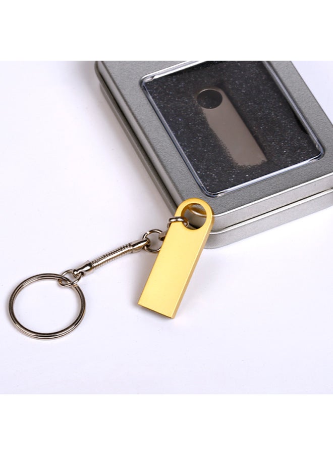 U Disk Custom 32G Lettering 16G Creative Metal USB Gift U Disk High Speed 128G U Disk 64g-Color:Golden 2.0-Capacity:4GB  - Image 3