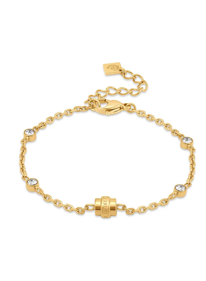 شيروتي 1881 Bella Gold Signature Barrel Charm Crystal Bracelet for Women