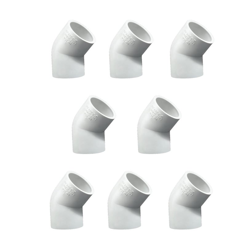 aitchcy 20mm PVC Elbow Bend 45 Degree | 45° elbow for Pvc Pipes Having Outer Diameter of 20mm | PVC Pipe Joint | Connector for Furnitures & Structures (Shoe Bend 8 Pc) - Image 1