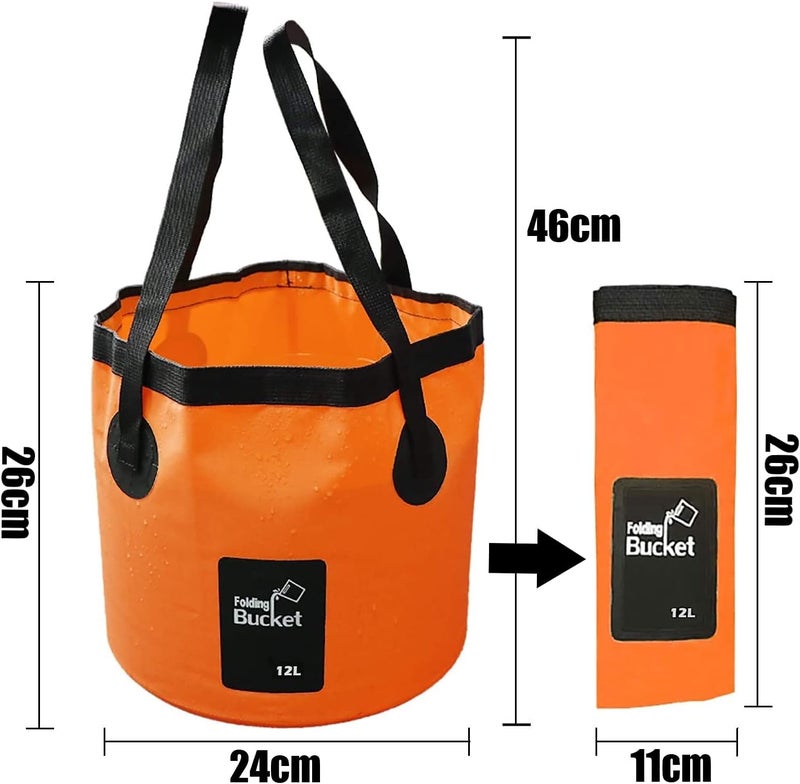 KAHEIGN Folding Water Bucket, 12L Portable Collapsible Bucket Camping Storage Container Wash Basin for Traveling Hiking Fishing Boating Gardening Car Washing (24 x 25cm) - Image 4