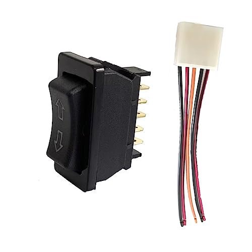 Vehjunc 5 Pin Universal Car Power Window Switch UPDown Control Lift Momentary Rocker Switch with Wiring Harness 12V 20A - Image 1