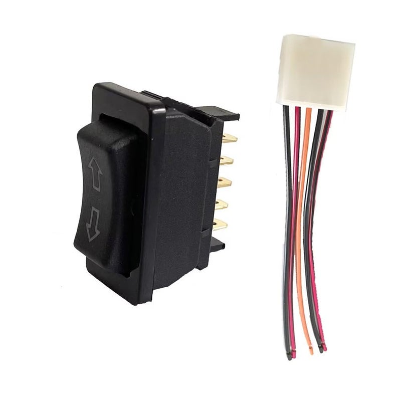 Vehjunc 5 Pin Universal Car Power Window Switch UPDown Control Lift Momentary Rocker Switch with Wiring Harness 12V 20A - Image 3