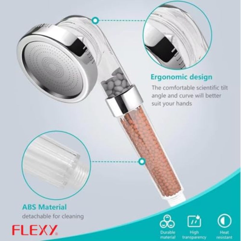 Filtered Shower Head - Experience Pure Water, Radiant Skin Hair. Mineral Balls, Removes Chlorine Impurities. 3 Shower Modes, 200 Pressure Boost, 30 Water Savings, FREE Mineral Balls - Image 5