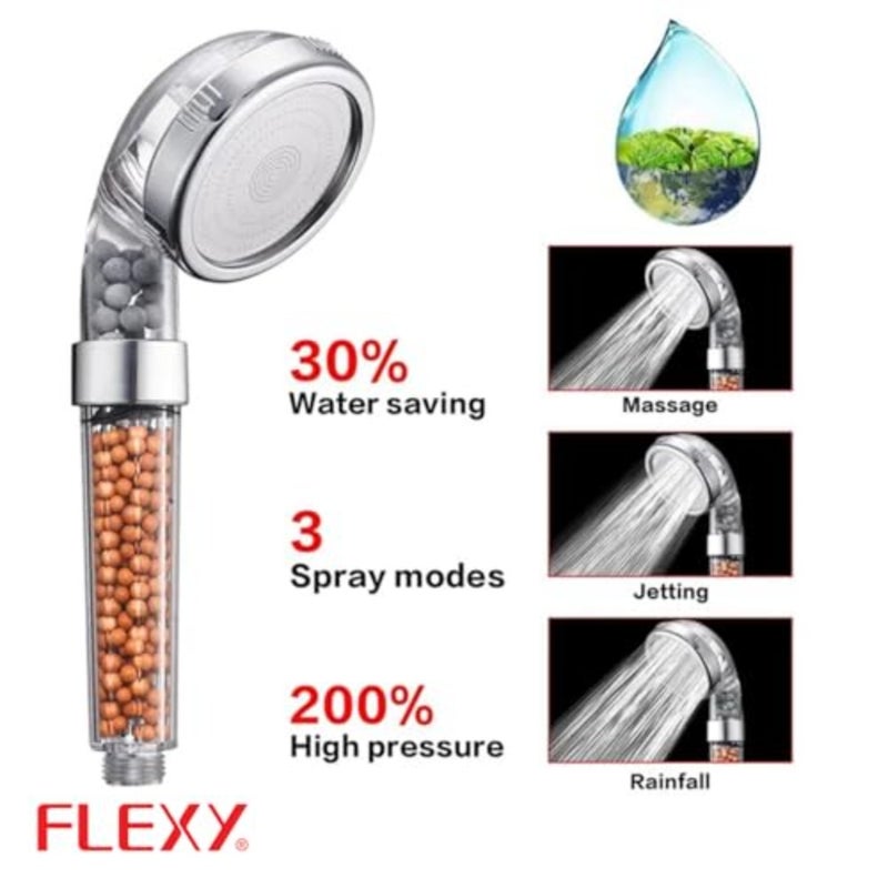 Filtered Shower Head - Experience Pure Water, Radiant Skin Hair. Mineral Balls, Removes Chlorine Impurities. 3 Shower Modes, 200 Pressure Boost, 30 Water Savings, FREE Mineral Balls - Image 4