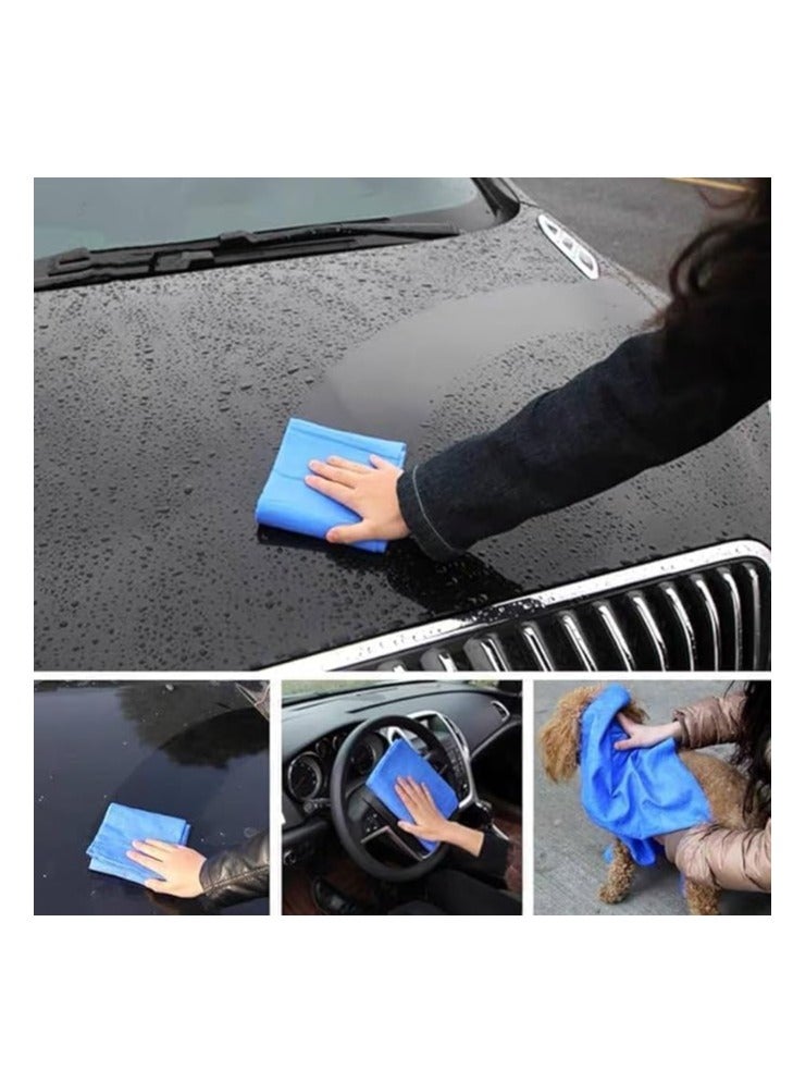 منشفة قماش شمواه فاخرة مقاس L 66×43 سم، قابلة للغسل واعادة الاستخدام لجميع الاسطح، مثالية للاستخدام اليومي في المطبخ والمنزل، مثالية لتنظيف السيارات والادوات، متوفرة بالوان عشوائية (ازرق) - Image 1