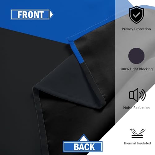 Tyrot Royal Blue 100% Blackout Curtains for Bedroom 84 inch Long 2 Panels Set Modern Abstract Geometric Black Out Curtains Blue Gray Insulated Room Darkening Window Drapes for Living Room, 52Wx84L - Image 5