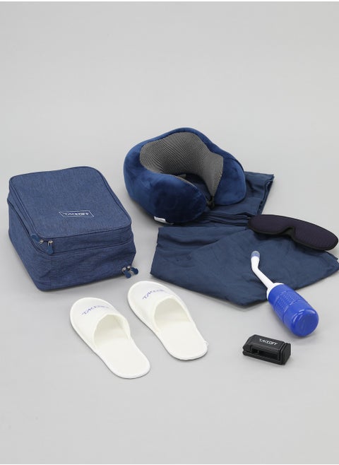 travel bag is your ultimate travel companion, equipped with a variety of tools to ensure a comfortable and enjoyable journey. Whether you want to watch a movie on your phone or tablet, or get some sleep, this bag has everything you need, including a device holder, neck pillow, blanket, travel bidet, slippers, eye mask, and earplugs.