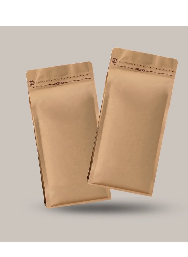 12 Pcs Coffee Storage Bags With Valve Flat Bottom Self-Sealing Food Storage Bags For Food Dried Herbs Multi-Usage Kraft Color  - Image 1