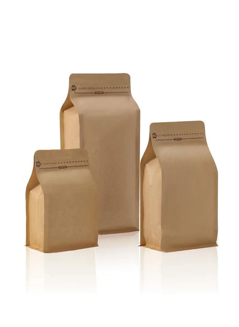 12 Pcs Coffee Storage Bags With Valve Flat Bottom Self-Sealing Food Storage Bags For Food Dried Herbs Multi-Usage Kraft Color  - Image 3