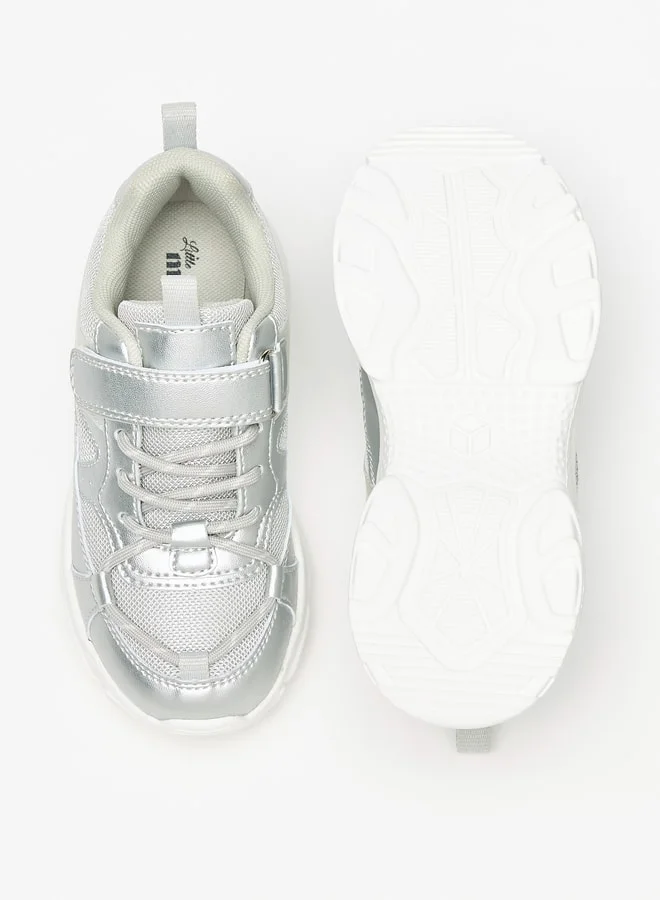 ليتل ميسي Girls Little Missy Colourblock Sneakers with Hook and Loop Closure