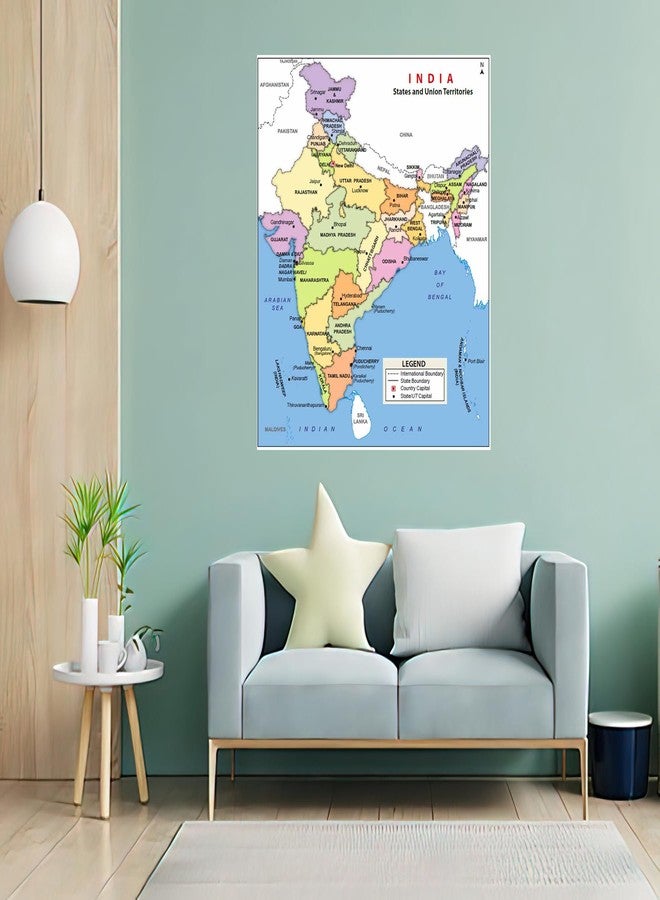 wallpics®Vinyl India Map Wall Door Sticker, 24 x 18 Inches, Multicolour - Image 5