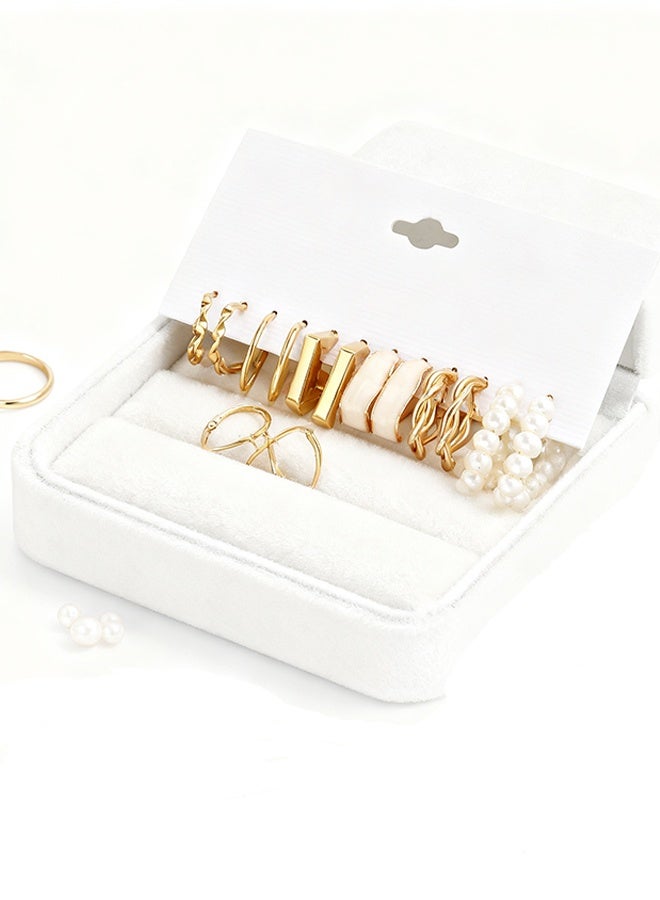 Happy D 6-Pair Statement Earring Set – Minimalist & Edgy Alloy Studs and Hoops for Women - Image 2