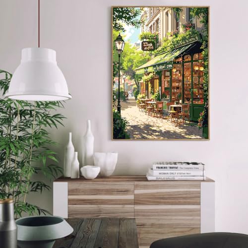 Mrnsiet Paint by Numbers Kit for Adults Easy Street Cafe Adult Paint by Number Kits on Canvas Spring Scene DIY Acrylic Oil Number Painting Kits for Home Wall Decor Gift 16x20 Inch - Image 3