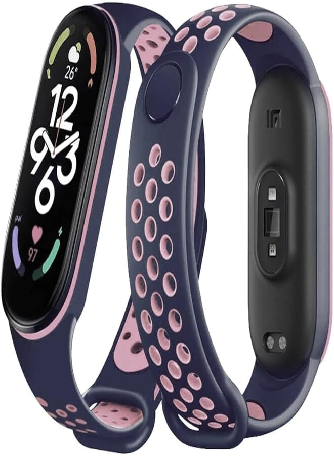 Next store Silicone Sport Strap Compatible with Mi Band 5 / Mi Band 6 Breathable Replacement Strap Compatible with Xiaomi Mi Band 5 6 Smart Watch, One Size