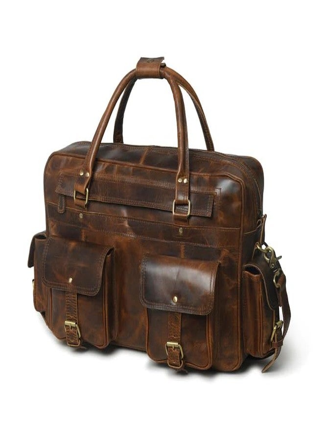 MaheTri Arthur Travel Leather Laptop Briefcase (Up to 16") | Handmade Genuine Leather Laptop Bag for Men | Adjustable Strap, Multiple Compartments, Premium Brass Hardware With Top Class Leather - Image 1